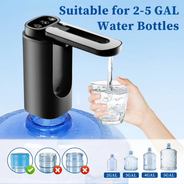 Water Bottle Pump Automatic Water Dispenser for 5 Gallon Bottle Type-C Charging Portable Electric Water Dispenser Pump (Black) - Image 4